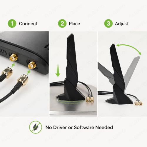 Dual Band Wifi Antenna 2.4Ghz 5Ghz Rp-Sma Magnetic Base Adapter Antenna With 1Meters For Asus Z590 Z390 Z490 X570 H610 H670 M13H M12 M11 Motherboard Card Wireless Network Router Laptop Wifi 6E Antenna