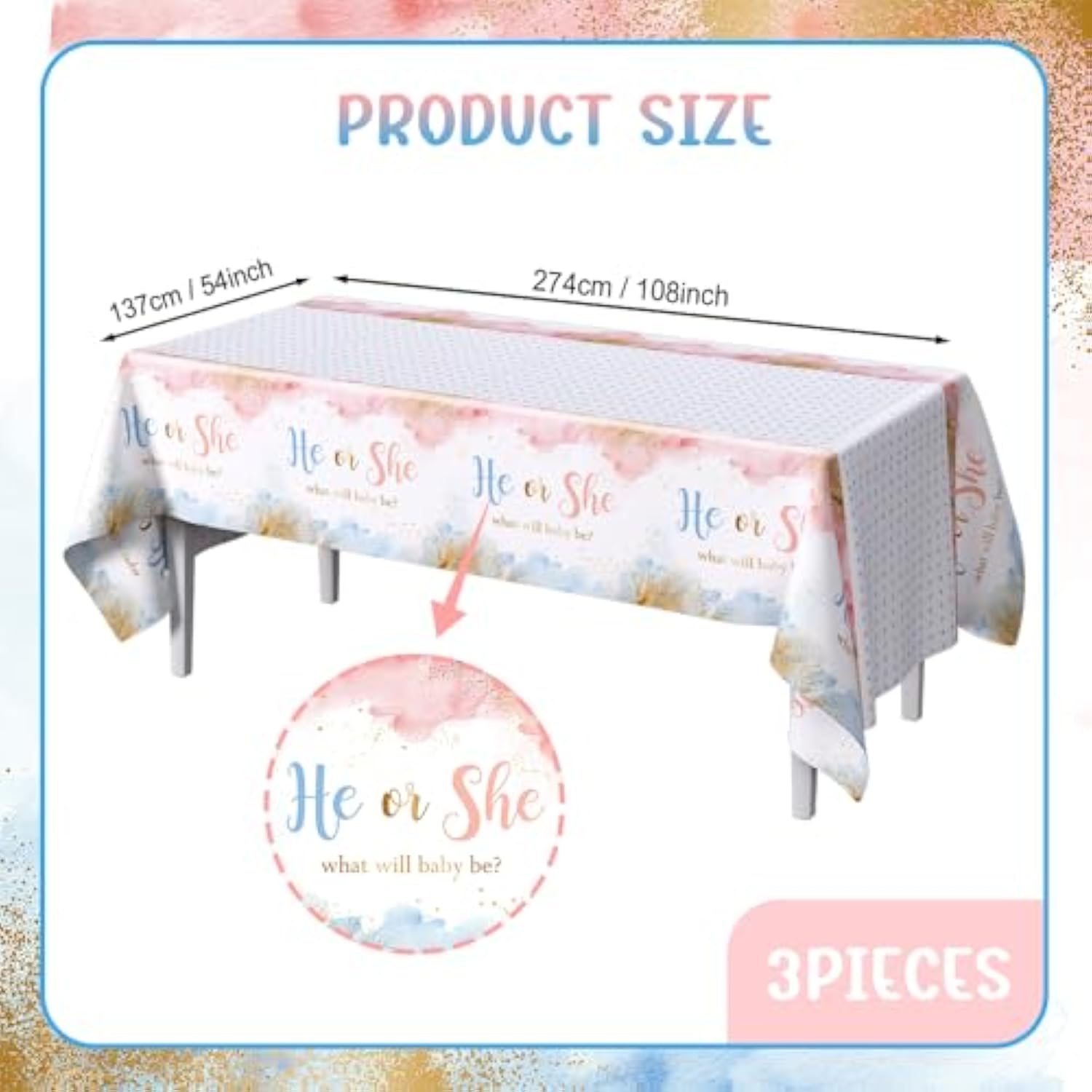 3 Pieces Pink Gender Reveal Tablecloth For Boy Or Girl Blue Gender Reveal Party Decorations Supplies Pink And Blue Plastic Table Cloth Disposable Table Covers For Baby Shower 108 X 54 Inch