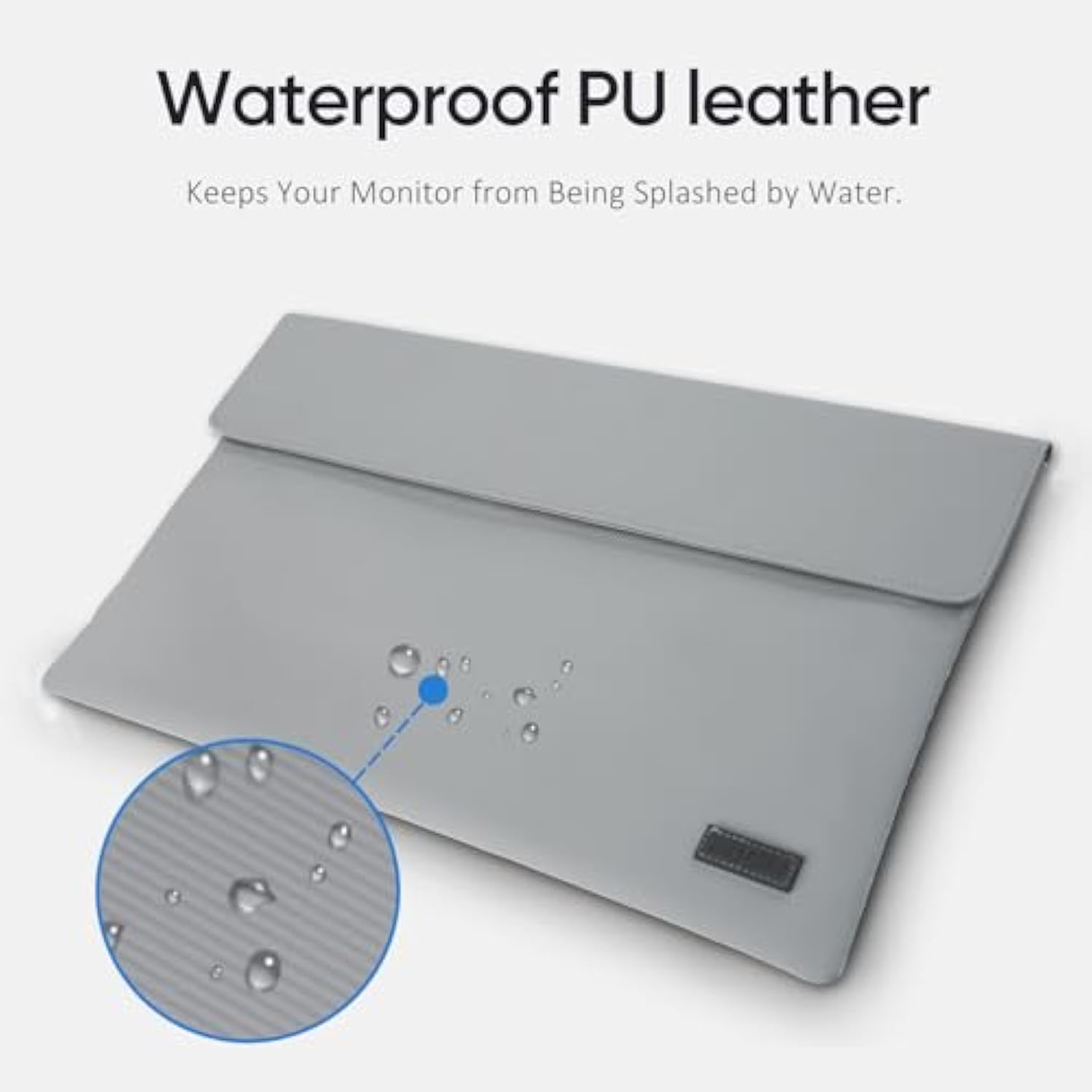 16.1" Portable Monitor Sleeve Bag, Pu Leather Case For Travel Monitor Laptop, Grey