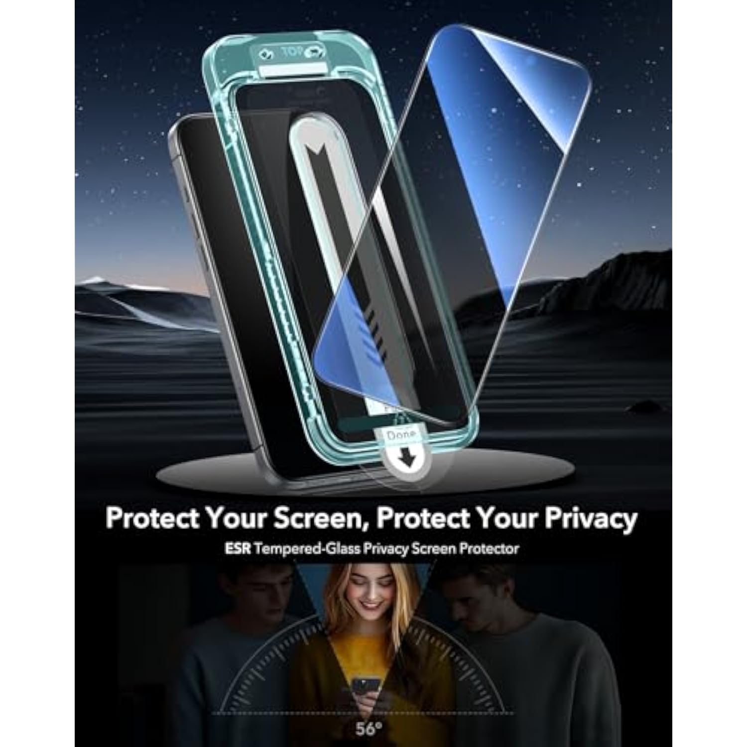 3-Pack Privacy Screen Protector for iPhone 16 Pro, Anti-Spy, Flawless Fit Tray, Case Friendly