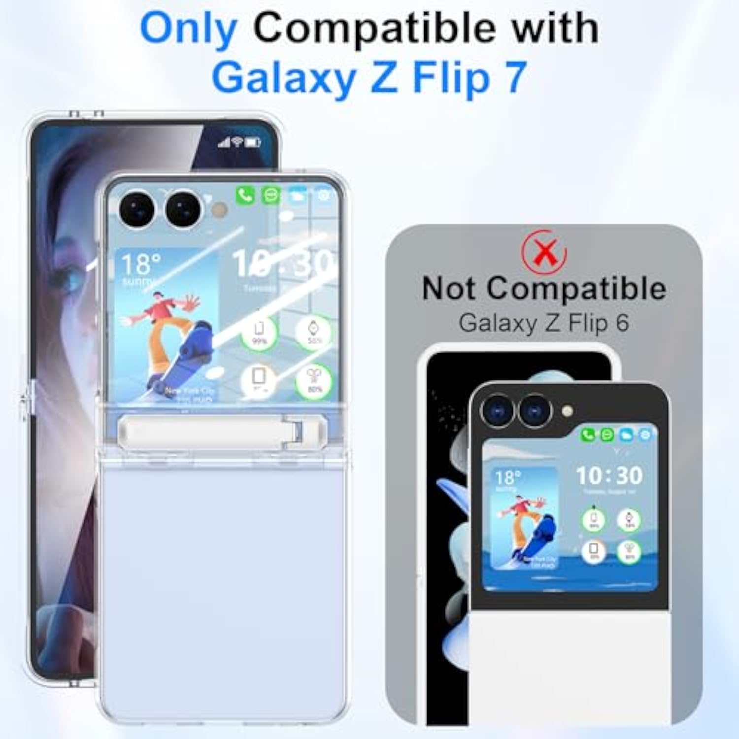 Designed For Samsung Galaxy Z Flip 7 Case With Hinge Protection & Foldable Kickstand (Built-In Screen Protector) Protective Phone Case Clear Cover For Z Flip 7 5G (Crystal)