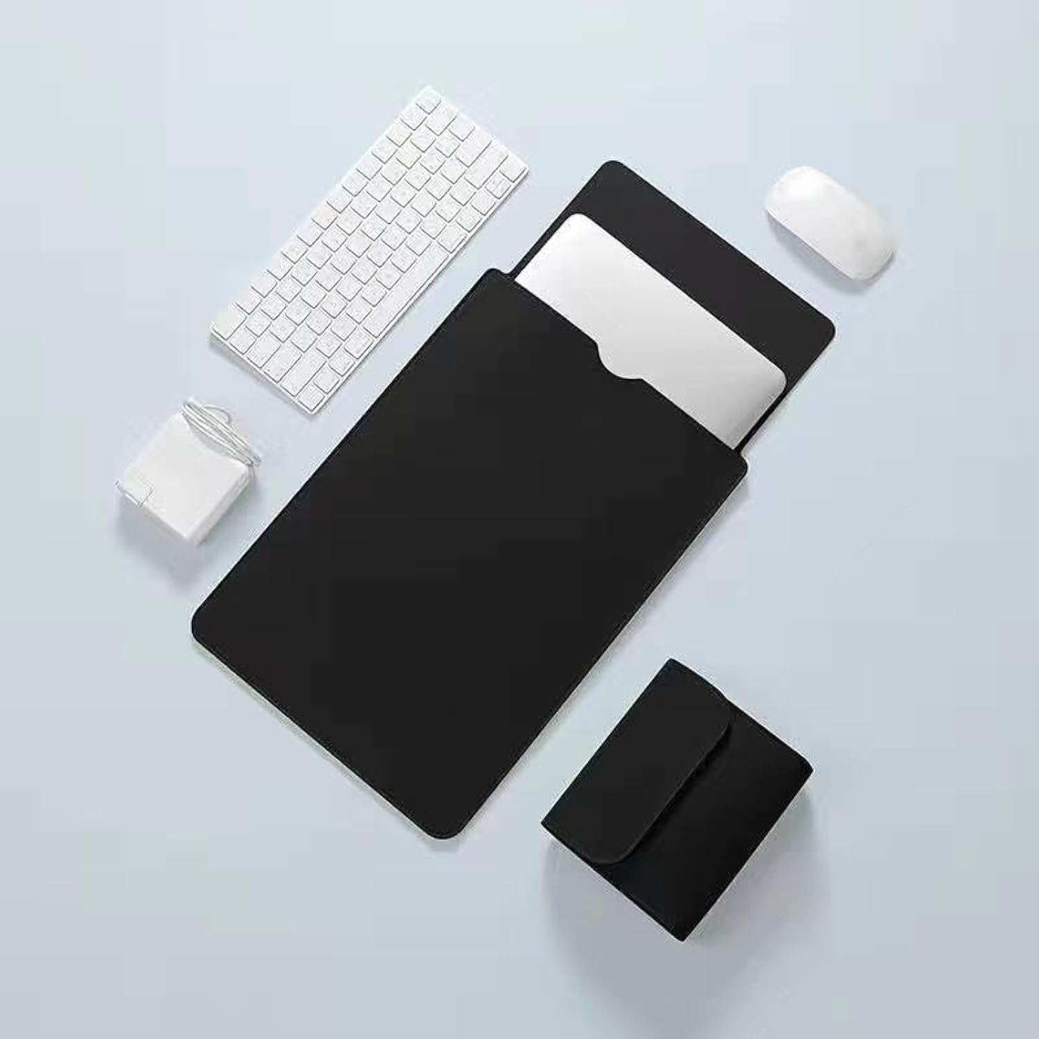 Leather Laptop Sleeve Case With Mouse Pad, 13 Inch Compatible, Waterproof, Macbook Air Pro 13 M1 M2, Laptop Case, Computer Bag For Lenovo, Hp, Dell, Asus Notebook, Men Women (Black)