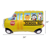 F 2Pcs Big Toy Vehicle Car Foil Ballon Kids Baby Shower Boy Tank Plane Ship Ambulance Bus Fire Truck Birthday Party Decoration Train Cars Balloons (School Bus)