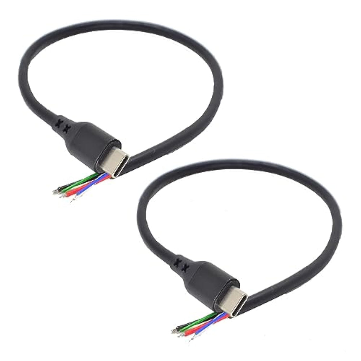 2Pcs Type-C Usb C Male Pigtail 6 Wires Pd Power Cable 1 Ft/30Cm 5A Fast Charge