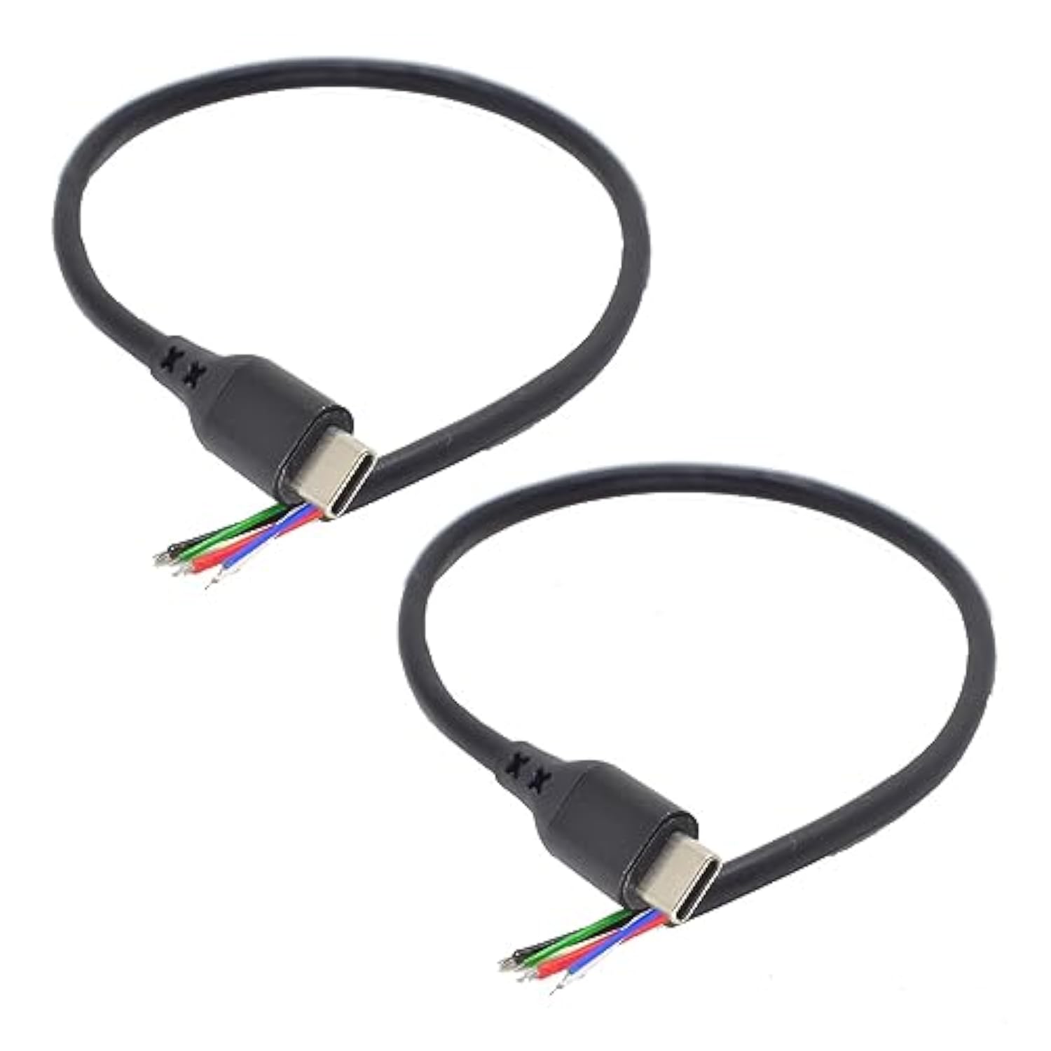 2Pcs Type-C Usb C Male Pigtail 6 Wires Pd Power Cable 1 Ft/30Cm 5A Fast Charge 6 Wires Cc1 Cc2 Pigtail Wire For Diy Cable