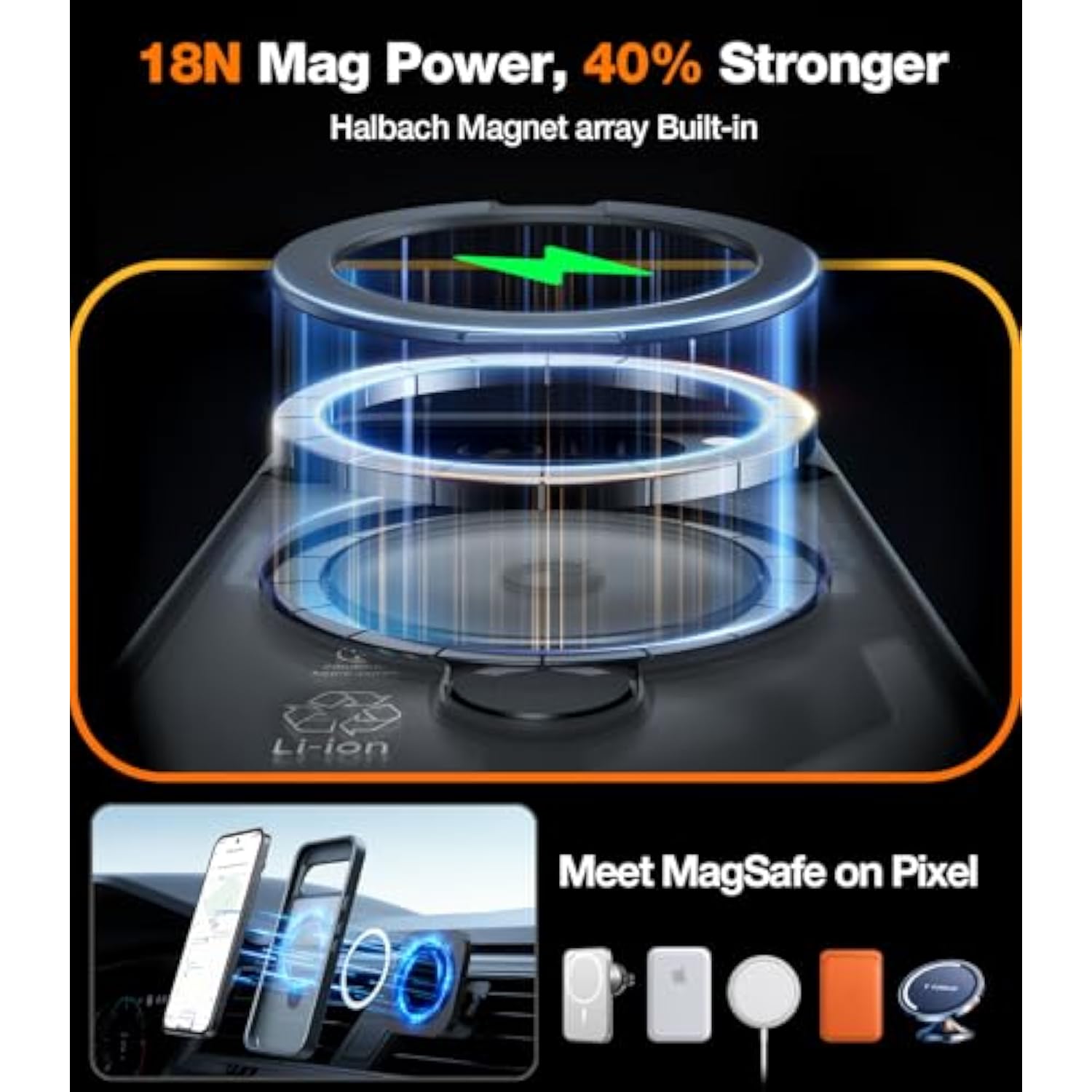 360° Spin Magnetic Stand Case for Google Pixel 9 Pro XL, 12FT Military Grade Case