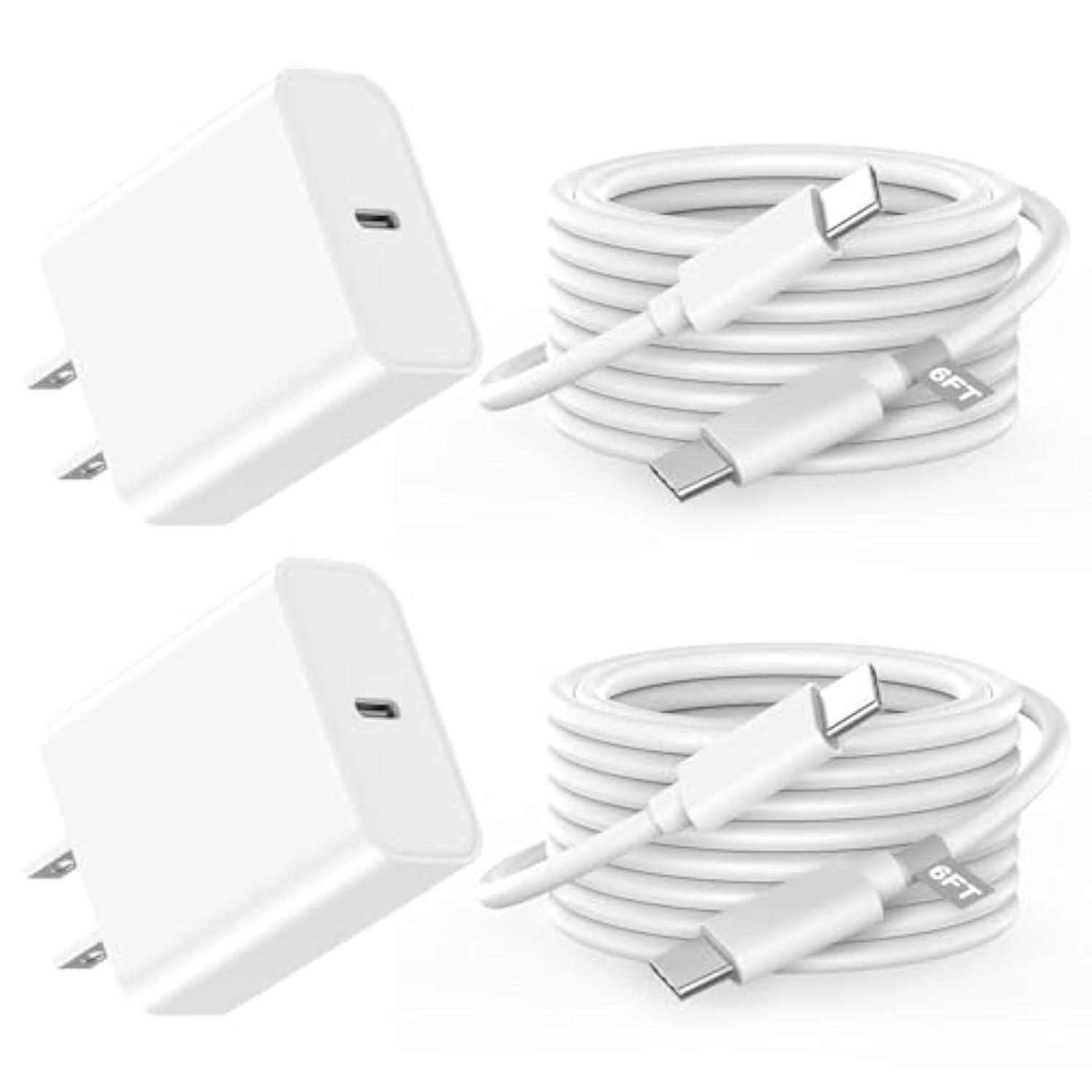 20W Usb C Fast Charger For Iphone 17/17 Pro/17 Pro Max/Air/16/16 Pro/16 Pro Max/15/15 Pro Max, Ipad Pro, 2 Pack Pd 20W Type C Iphone 16 Pro Max Charger Fast Charging With 6Ft Usb C To C Charging Cable