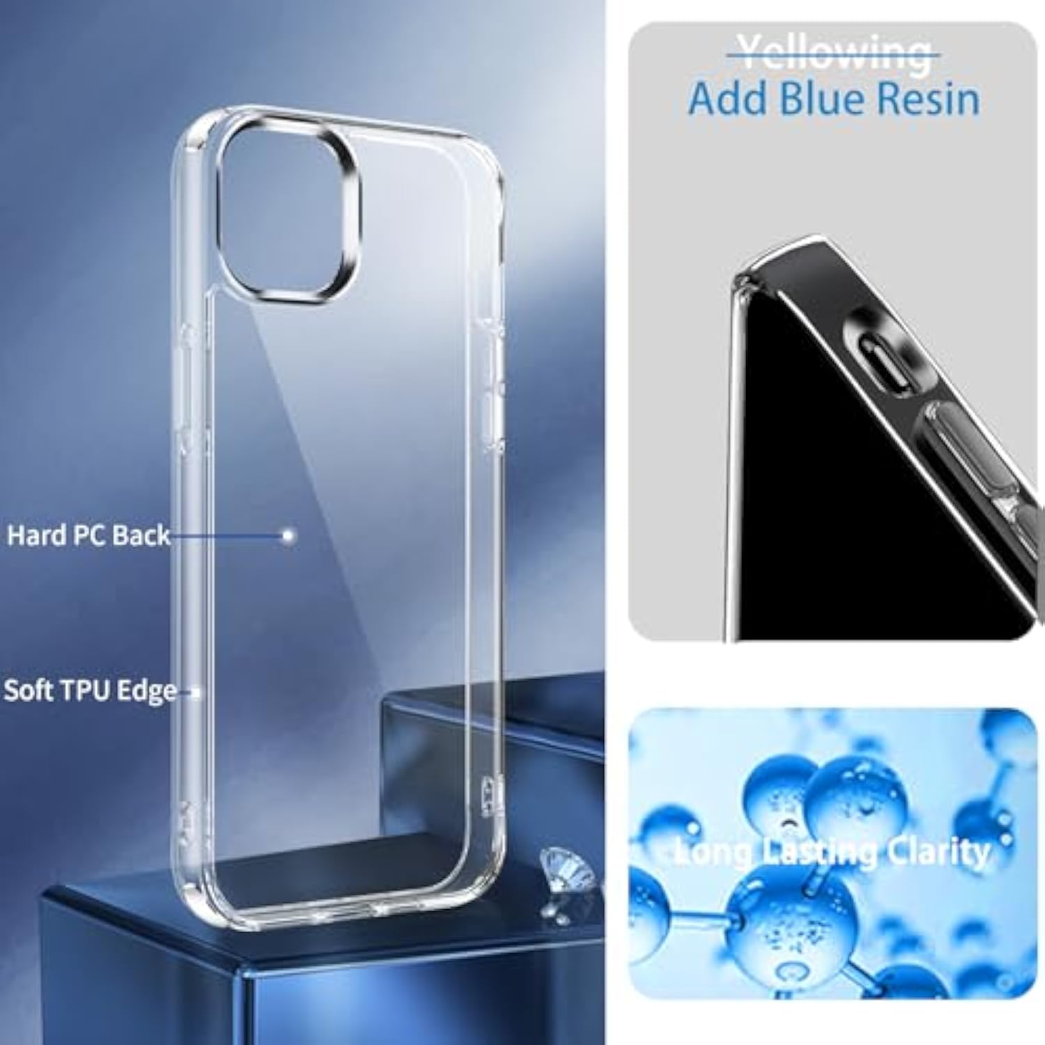 Compatible With Iphone 14 Plus Case Clear, Non-Yellowing Shockproof Phone Case For Apple Iphone 14 Plus, Slim Anti-Scratch Hard Pc Back Protective Cover Bumper 2022