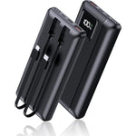 Power-Bank-Portable-Charger - 16000Mah Power Bank Support Pd 30W And Qc4.0 Fast Charger With Built-In 2 Output Cable And Led Display For Iphone And Android Phones And Most Electronic Devices