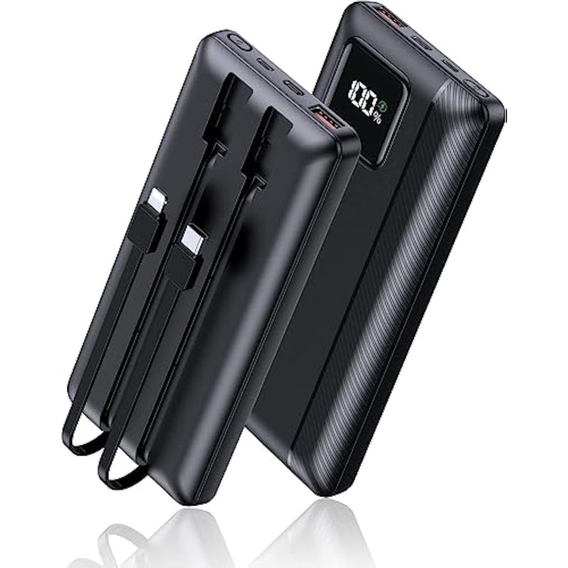 Power-Bank-Portable-Charger - 16000Mah Power Bank Support Pd 30W And Qc4.0 Fast Charger With Built-In 2 Output Cable And Led Display For Iphone And Android Phones And Most Electronic Devices