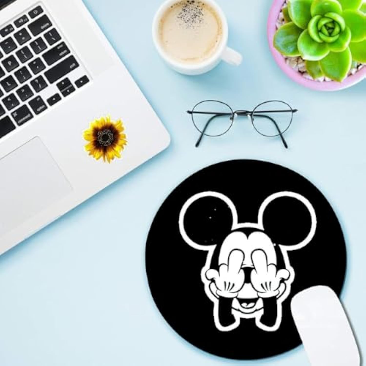 Cute Mouse Pad Black Mousepad Non-Slip Rubber Funny Mat For Gaming And Gift