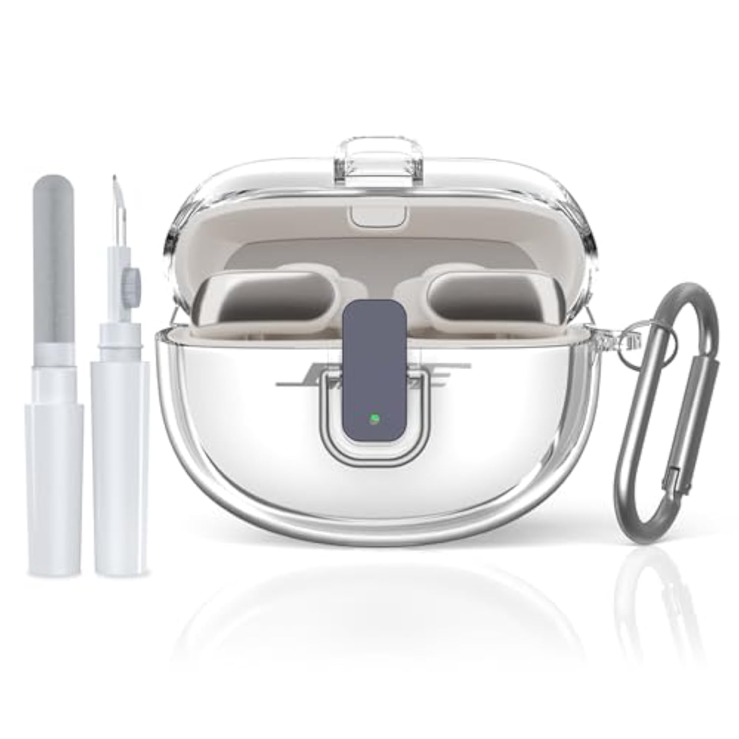 [Secure Lock] For Bose Ultra Open Earbuds Case(2024), Clear Tpu Shockproof Protective Cover For Bose Open Ear Wireless Earbuds Accessories With Cleaning Kit& Keychain (Clear)