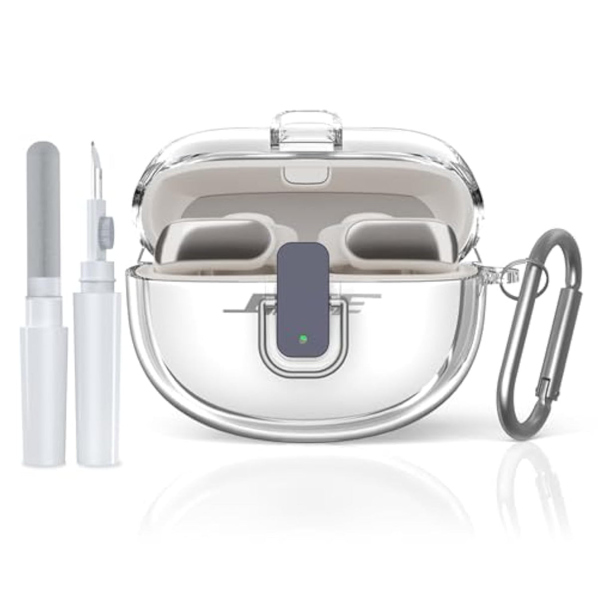 [Secure Lock] For Bose Ultra Open Earbuds Case(2024), Clear Tpu Shockproof Protective Cover For Bose Open Ear Wireless Earbuds Accessories With Cleaning Kit& Keychain (Clear)