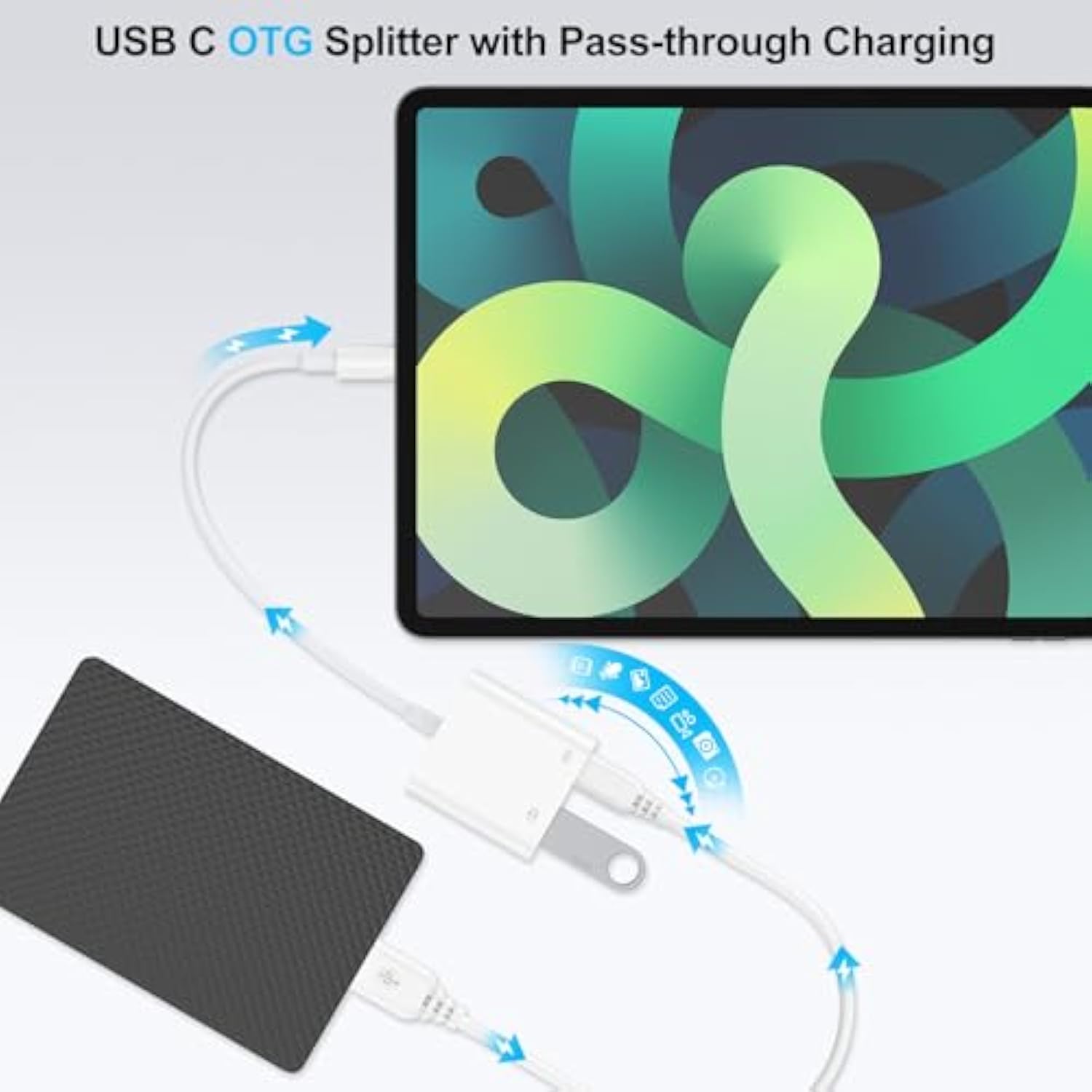 Usb C To Usb Otg Cable And Charger Adapter For Samsung Galaxy S25 Edge S24 S23 S22 S21 S20 Iphone 16E 16 17 Pro Max 2In1 Usb C Otg Splitter Adapter With 60W Fast Charger Cable For Chromecast Google Tv