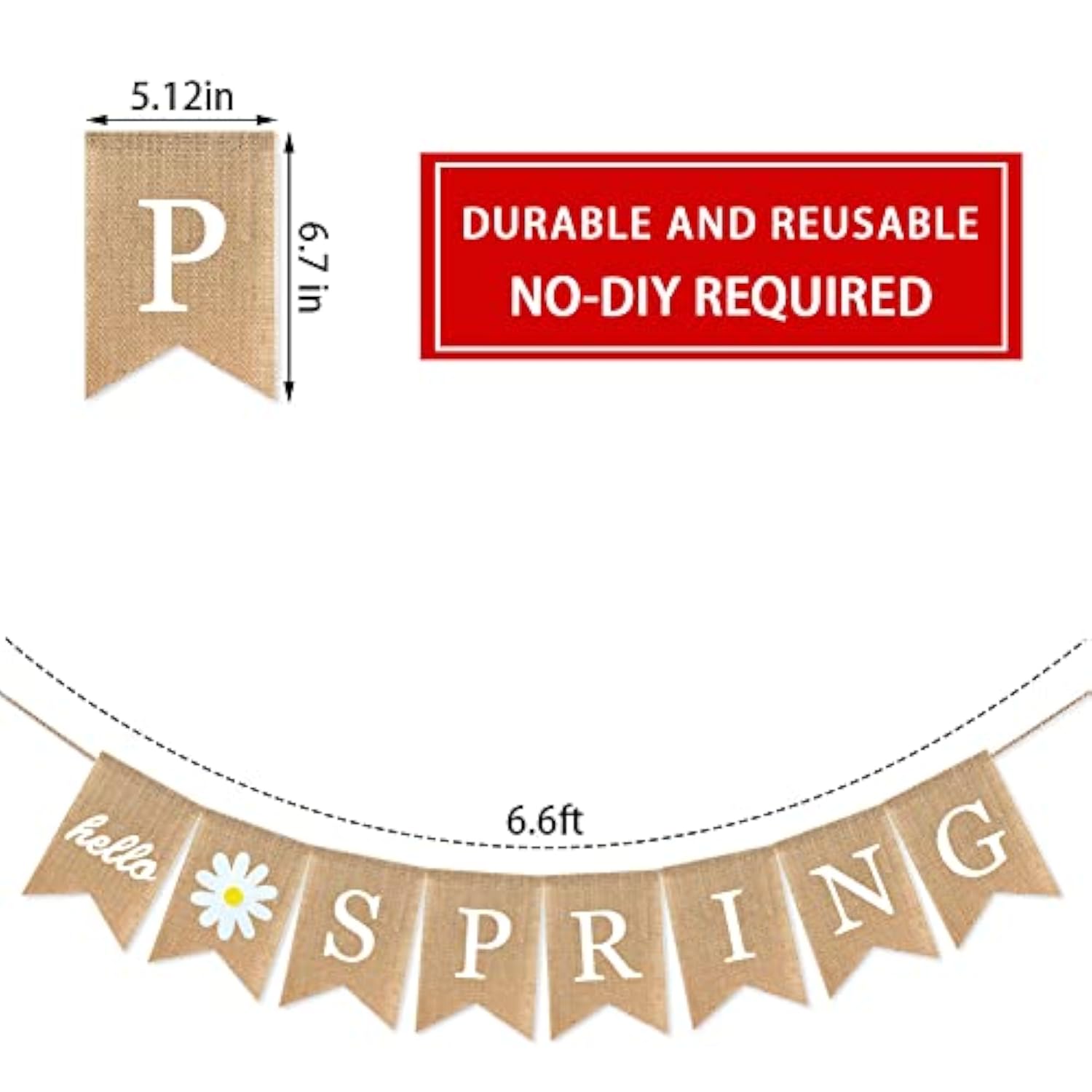 Hello Spring Banner Burlap Decorations, Daisy Themed Spring Decorations Garland With Flower For Mantle Fireplace Supplies Spring Bunting Garland Banner Decoration For Home Spring Themed Party Decor