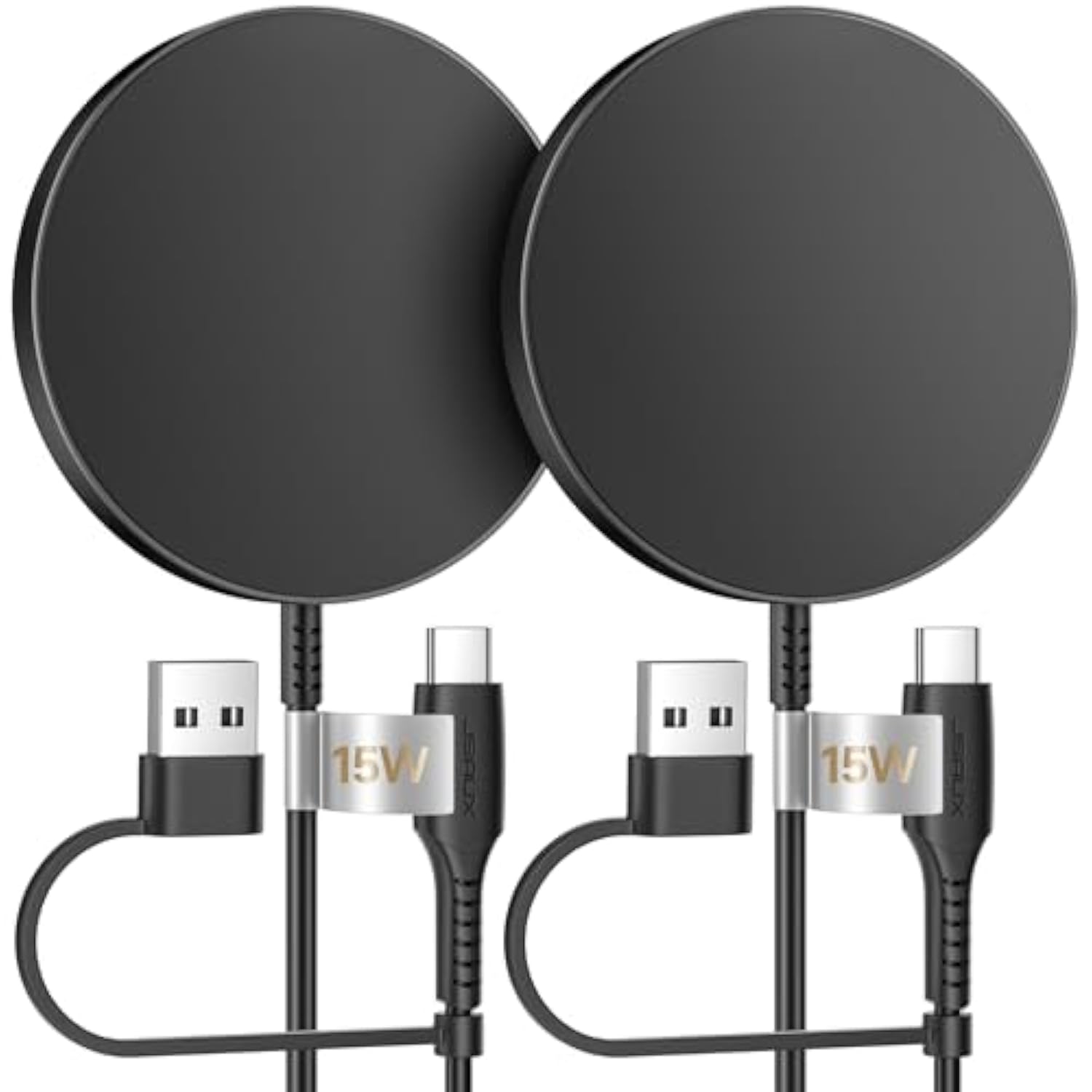 Mag-Safe Charger 2-Pack 15W, Magnetic Wireless Charger Fast Charger Pad Compatible With Magsafe Charger, Iphone 16/16 Plus/16 Pro/16 Pro Max/Iphone 15/14/13/12 Mini Mag Charger Airpods Black