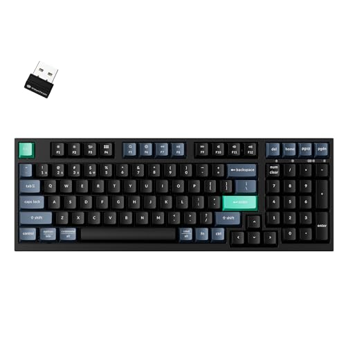 B35 Wireless Keyboard, 2.4 Ghz/Bluetooth 96% Layout Keyboard With Numeric Keypad Silent Typing Launcher Support Ergonomic Angle Compatible With Mac Windows Linux