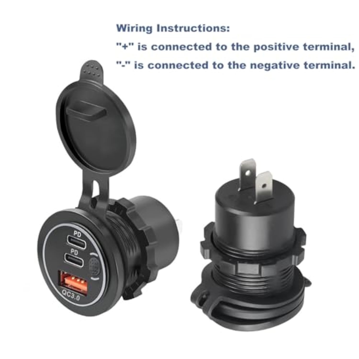 3 Ports 18W Usb Car Charger With Switch, 12-24V Qc 3.0 Usb & Dual Pd Usb C Cigarette Lighter Socket Outlet, Dashboard Mount Quick Charger For Car Motorcycle Truck Marine Boat, Red Light