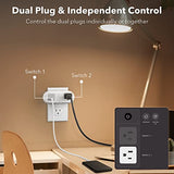 Smart Plug 15A, Wifi&Bluetooth Outlet Extender Dual Socket Plugs Works With Alexa, Google Home Assistant, Remote Control With Timer Function, No Hub Required, Etl Certified, 2.4G Wifi Only