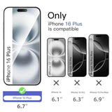 3 Pack Designed For Iphone 16 Plus Screen Protector (6.7 Inches), Tempered Glass,Case Friendly Scratch-Proof, Bubble Free, Ultra Resistant