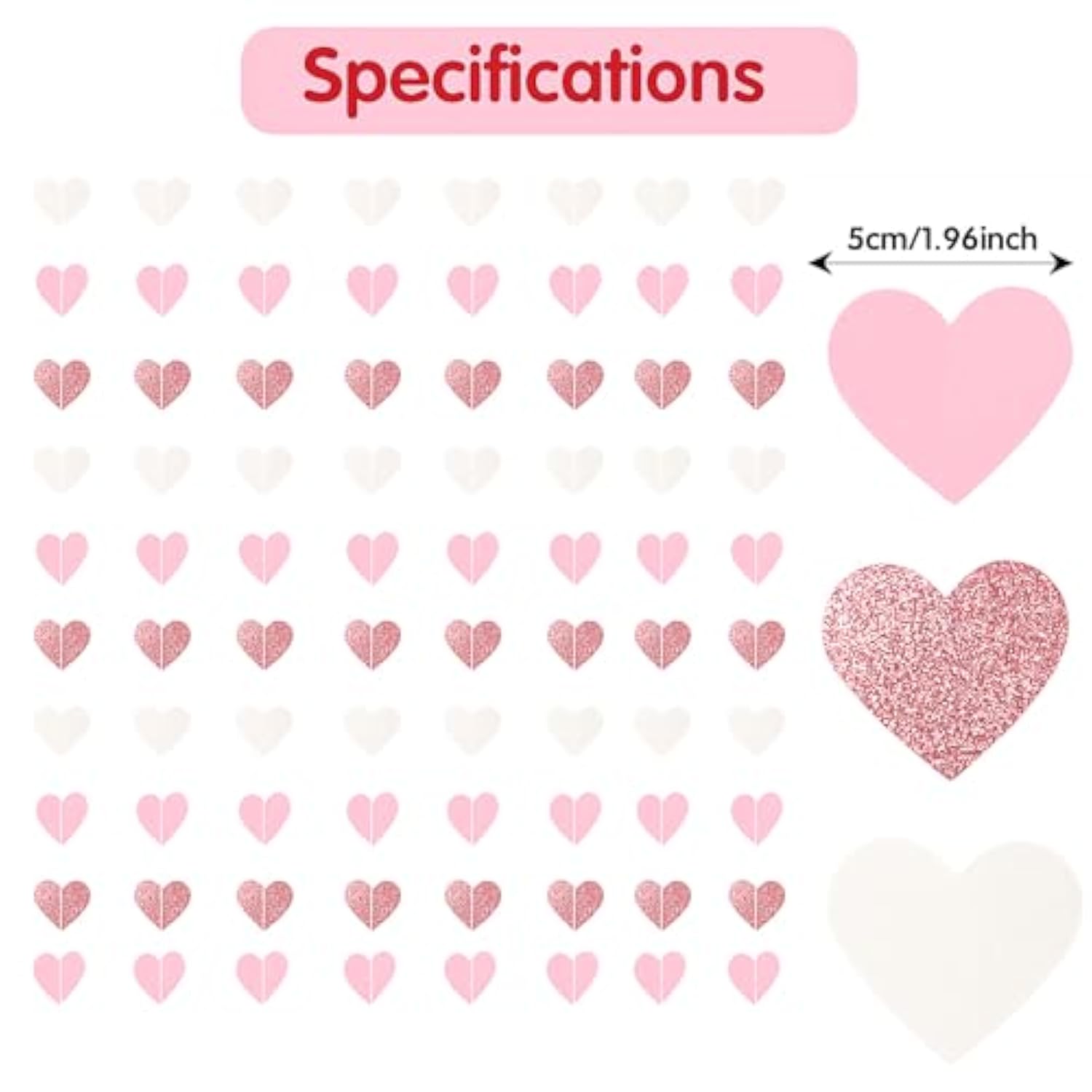 52.4Ft Heart Garland Streamer Pink Hanging Paper Garland Banner For Valentine Bridal Shower Wedding Party Decoration