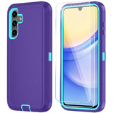 Phone Case For Samsung Galaxy A35 5G Case With Hd Screen Protector, Heavy Duty Shockproof & Dropproof 3-Layer Cover Phone Case For Galaxy A35 (Purpleskyblue)