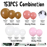 153pcs Dusty Pink Cow Balloon Garland Kit for Baby Shower, Birthday & Western Party
