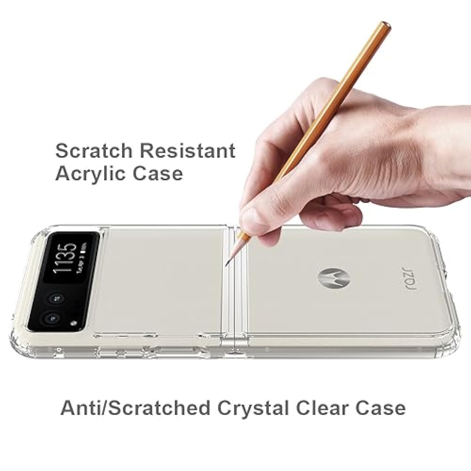 For Motorola Razr-2023 Case: Premium Clear Back Panel + Tpu Bumper Cover For Moto Razr 2023?Ykl Clear?