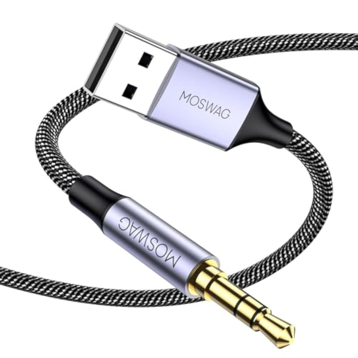 Usb To 3.5Mm Trs Audio Jack Adapter, Usb Male To 3.5Mm Aux Stereo Audio Cable, Nylon Braided Usb To Aux Converter For Pc, Laptop, Windows, Mac Osx, Headphones?Does Not Support In Vehicle?