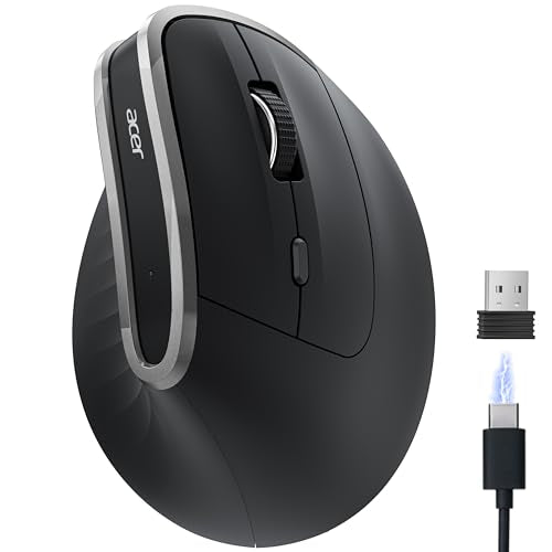 Ergonomic Mouse Wireless, Vertical Computer Mouse For Office, Ergo Mice Rechargeable For Medium To Large Sized Hands, 2.4Ghz Usb Receiver, 800/1200/1600 Dpi, 6 Buttons For Laptop, Pc And Desktop