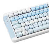Mog Profile Pbt Keycaps Set 140 Keys Dye Sublimation Cute Round Custom Keycaps With Yellow, Blue & Creamy Color, Compatible With Ansi Layout Mechanical Keyboards