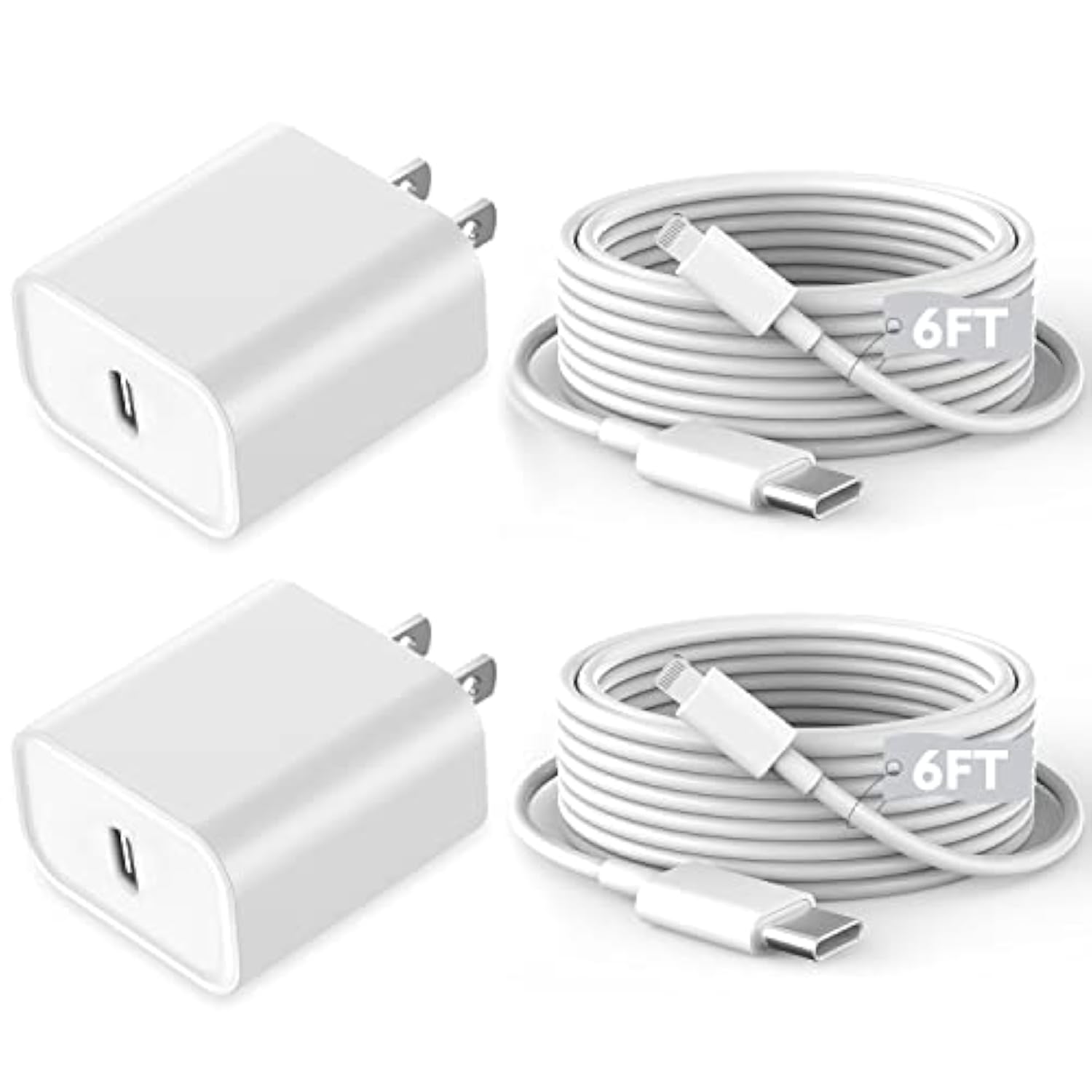 Fast Iphone Charger,2Pack[Apple Mfi Certified] Quick Fast Apple Charger 6Ft Long Usb C Lightning Cable Fast Charging Cord Usb Charger Block Adapter For Iphone 14 Plus/14 Promax/13 Mini 12/11/Xs/Ipad