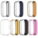 Screen Protector Case for Amazfit Bip 3/Bip 3 Pro Watch TPU Slim Case Cover with Plating Metal Color Frame and 3D Full Coverage Shell Protective for Bip 3/Bip 3 Pro SmartWatch (7 Colours)