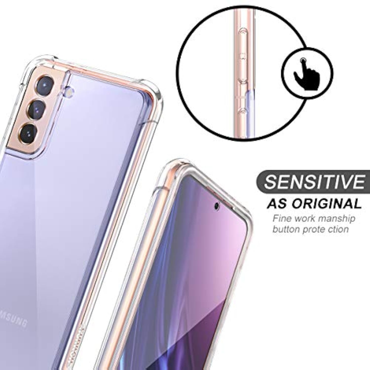 For Samsung Galaxy S21 Clear Case 6.2" (Only), [Built-In Screen Protector] Full Body Protective Hard Shell+Soft Tpu Phone Case For Samsung S21 -(Full Clear)