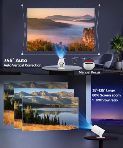 Hy300Pro Mini Projector With Wifi And Bluetooth, 4K Support 200Ansl Smart Portable Projector, Autokeystone, 180° Rotation, Home Video Proyector For Home, Bedroom, Outdoor