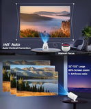 Hy300Pro Mini Projector With Wifi And Bluetooth, 4K Support 200Ansl Smart Portable Projector, Autokeystone, 180° Rotation, Home Video Proyector For Home, Bedroom, Outdoor