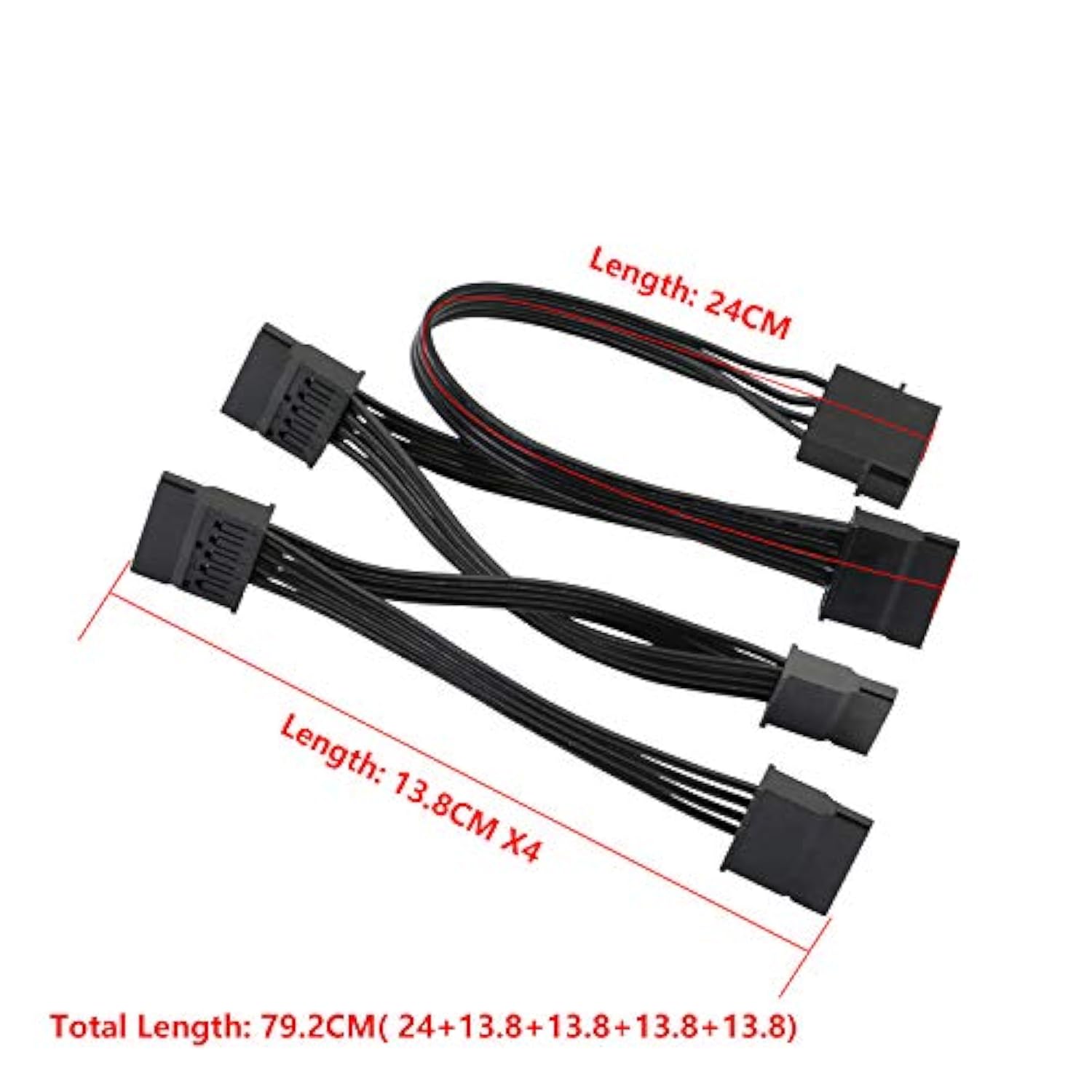 Ide To Sata Power Splitter Cable,Lp4 4Pin Ide To 5 X15 Pin Sata Power Conversi