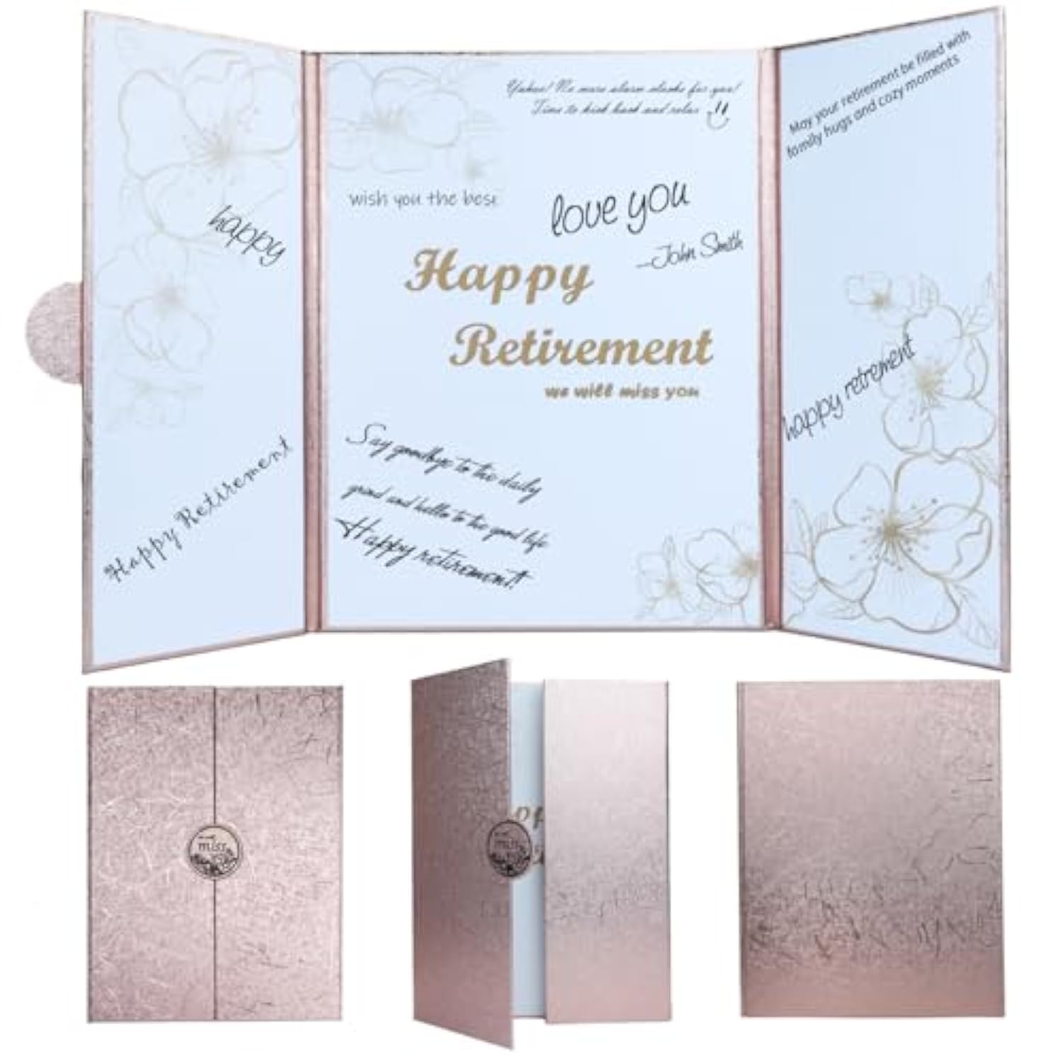 Retirement Party Decorations, Pink Retirement Guest Book Alternative, Large Retirement Card For Woman Man, Happy Retirement Gifts Signature Board Book For Retirement Farewell Party Supplies (Pink)
