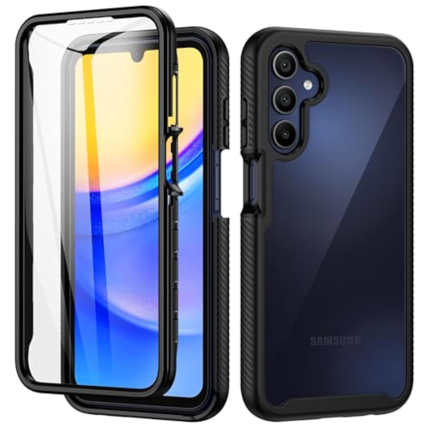 Designed For Galaxy A15 5G Phone Case, Full Body Shockproof Cover, With Builtin Screen Protector Slim Fit Protective Case For Samsung Galaxy A15, Black