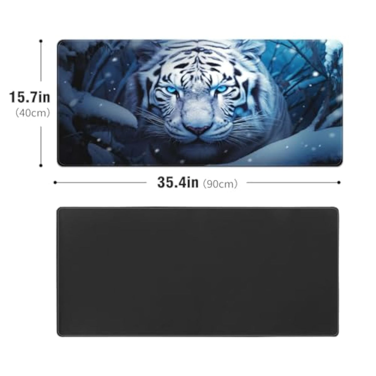 Large Gaming Mouse Pad 35.4''X15.7'' White Tiger Extended Non-Slip Soft Rubber Mousepad For Desktop Office Stitched Edges Waterproof Keyboard Mat For Desk Computer Laptop