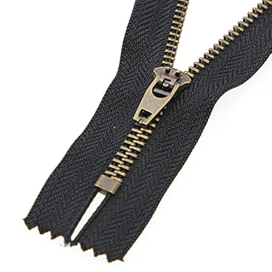 4# Black Brass Zipper 5 Inch Jeans Zippers 12.7 Cm Close End Metal Zip