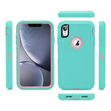 For Iphone Xr Case, Heavy Duty Shock Absorption Full Body Protective Case For Iphone Xr With Hard Pc Bumper + Soft Tpu Back Cover For Iphone Xr Not Built In Screen Protector (Mint/Pink)