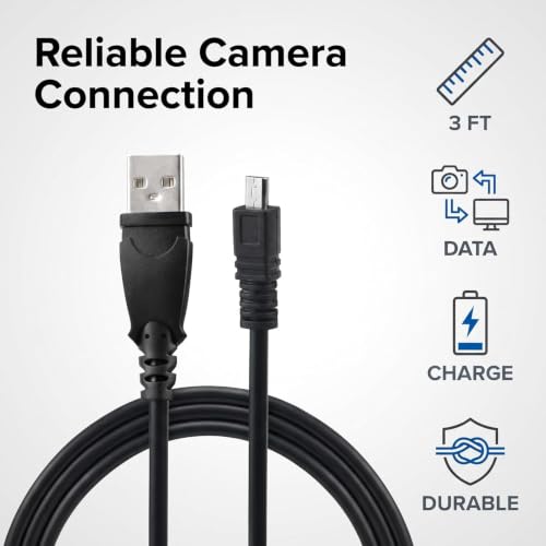 Black 3ft USB Data Charger Cable for Nikon Coolpix S2600 S2500 S3000 S3200 S4300 S6100,Cables