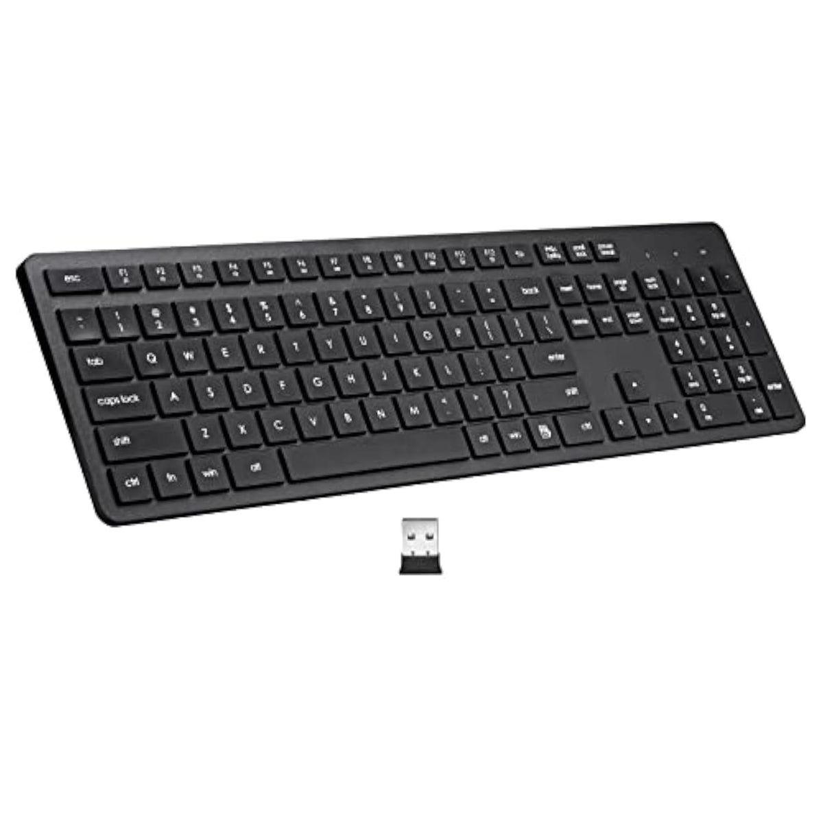 Wireless Keyboard, 2.4G Usb External Silent Cordless Keyboard For Windows Chrome Laptop Computer Pc Desktop Notebook Chromebook, 106 Keys Full Size With Number Pad (Black)