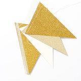 White-Gold Champagne Party-Decorations Banner,2 Pack Christmas Wedding Engagement Hanging Paper Triangle Pennant Flags Streamers,Bachelorette Neutral Baby Bridal Shower Supplies Decor