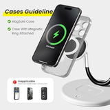 Magnetic 3-In-1 Wireless Charging Station - Qi 15W Fast Charger For Apple Mag Safe Iphone 16-11 Pro Max Watch Ultra & Airpods Pro, Premium Luxury Smile Face Office Desk Organizer Gift-Ready (White)
