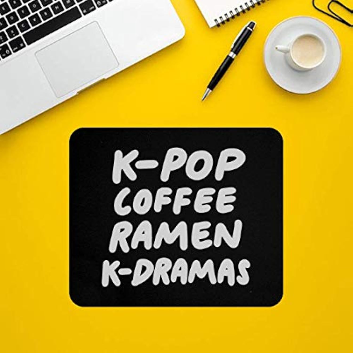 Funny Coffee 9 Inch Mousepad Cafe Mousemat - K-Pop Coffee Ramen K-Dramas Funny South Korean Tee