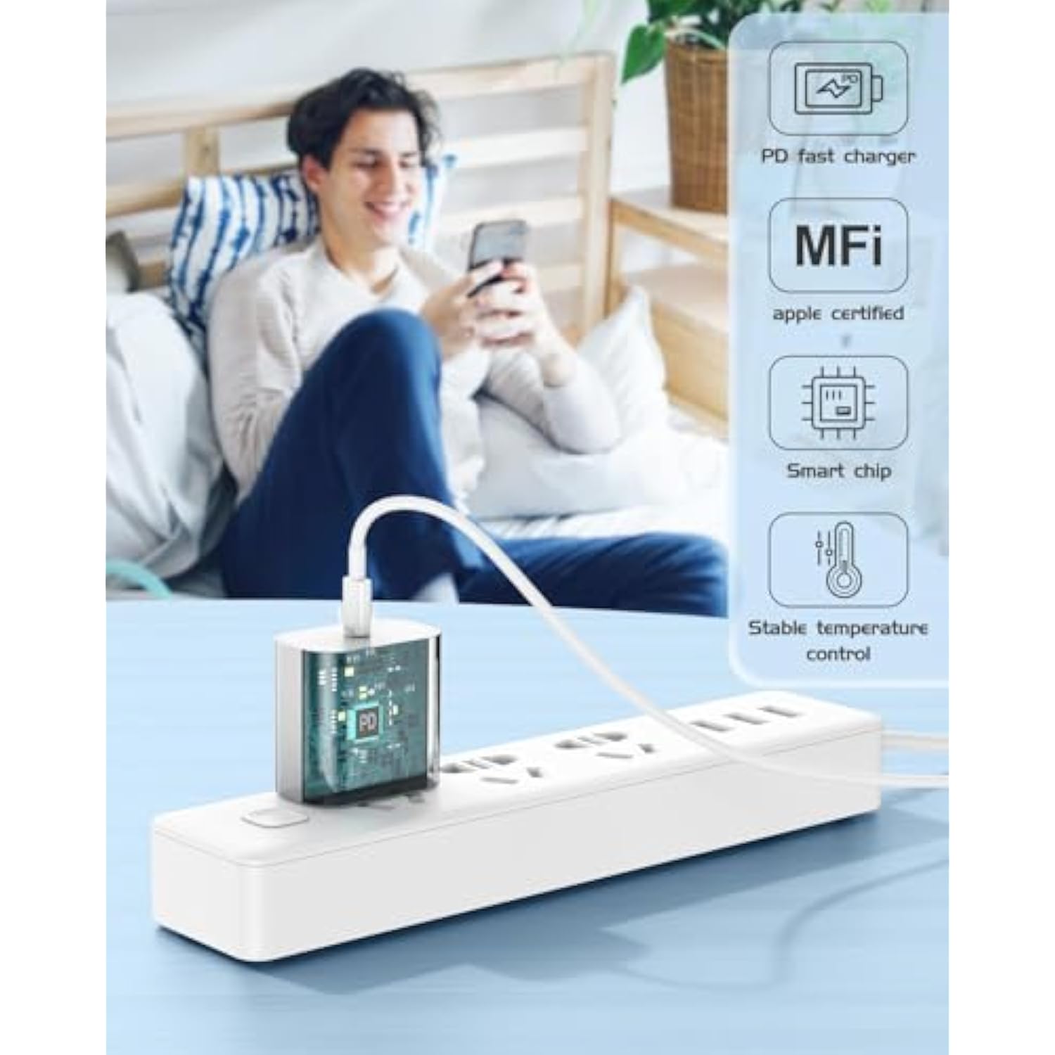 3Pack Iphone Charger Fast Charging,20W Fast Pd Usb C Wall Charger Adapter With 6Ft Usb C To Lightning Cable Compatible For Iphone 14/14 Plus/14 Pro/14 Pro Max/13/ White