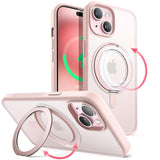 JETech 360 Degree Rotatable Ring Case for iPhone 15 Plus 6.7-Inch Compatible with MagSafe, Slim Shockproof Phone Cover with Stand & Ring Holder (Pink)