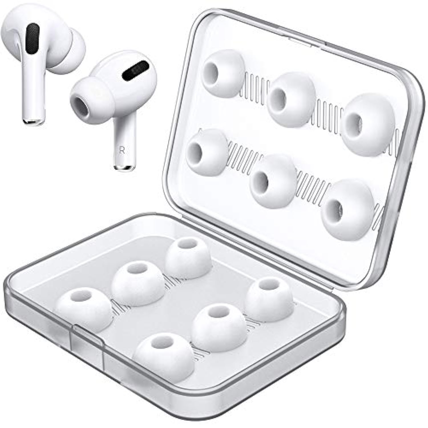 12 Pieces Replacement Ear Tips For Airpods Pro / Airpods Pro 2 Silicon Ear Buds Tips With Portable Storage Box (S/M/L) (6 Pairs)
